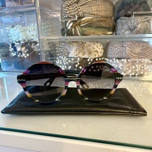 Lele Sadoughi Rainbow Stripe Country Club Sunglasses